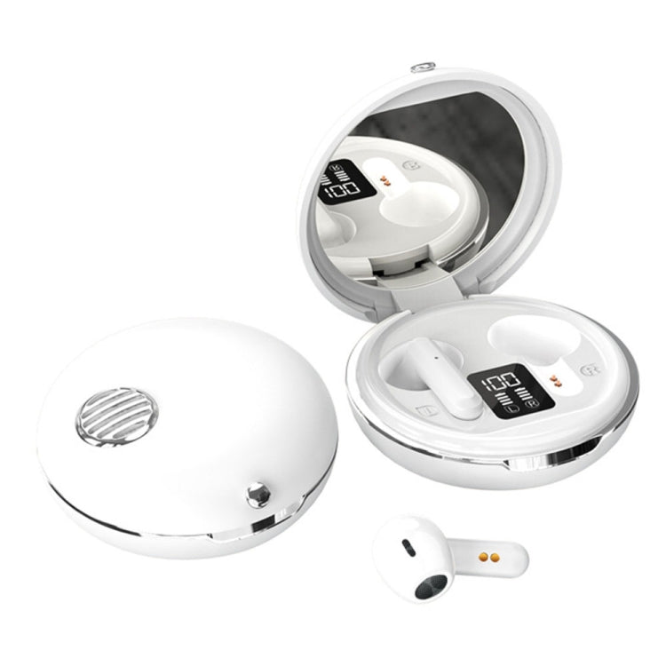 HXSJ Air-S28 TWS Bluetooth 5.3 True Wireless HiFi Stereo Make-up Mirror Earphones with Charging Case (White) - HoMEdemic™ 