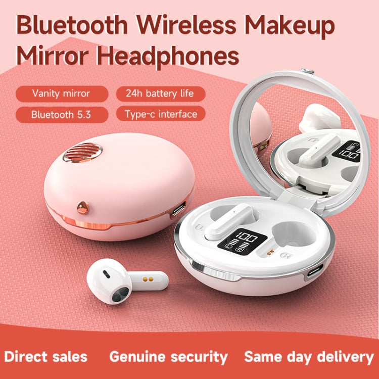 HXSJ Air-S28 TWS Bluetooth 5.3 True Wireless HiFi Stereo Make-up Mirror Earphones with Charging Case (White) - HoMEdemic™ 