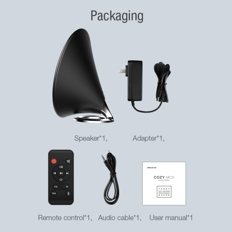NILLKIN MC5 Pro 36W TWS Speaker Shape Wireless Bluetooth Speaker, Support Game / Music Mode & AUX Audio & NFC Pairing, US Plug(Black) - HoMEdemic™ 