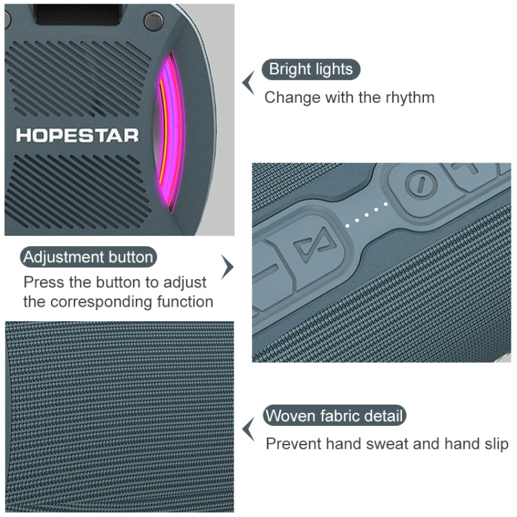 HOPESTAR H24 Pro TWS Portable Outdoor Waterproof Woven Textured Bluetooth Speaker with Rhythm Light, Support Hands-free Call & U Disk & TF Card & 3.5mm AUX & FM (Black) - HoMEdemic™ 