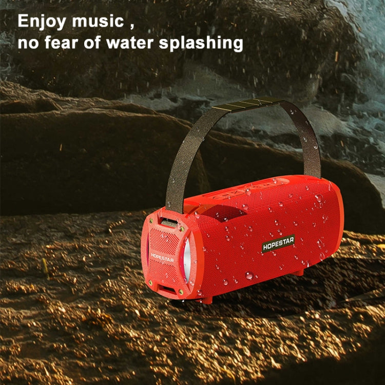 HOPESTAR H24 Pro TWS Portable Outdoor Waterproof Woven Textured Bluetooth Speaker with Rhythm Light, Support Hands-free Call & U Disk & TF Card & 3.5mm AUX & FM (Black) - HoMEdemic™ 