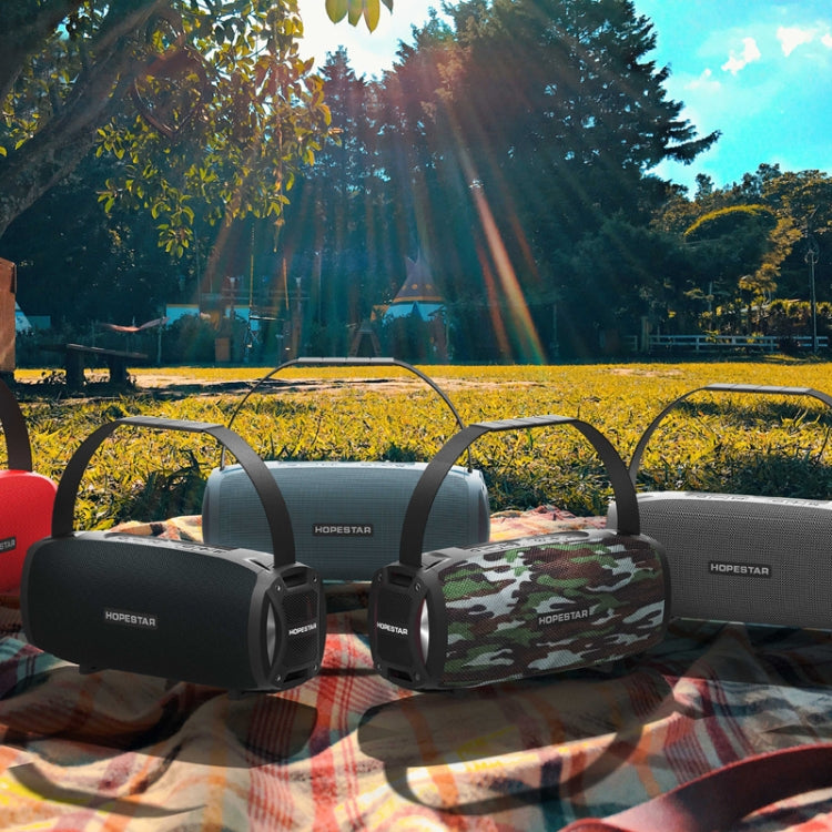 HOPESTAR H24 Pro TWS Portable Outdoor Waterproof Woven Textured Bluetooth Speaker with Rhythm Light, Support Hands-free Call & U Disk & TF Card & 3.5mm AUX & FM (Blue) - HoMEdemic™ 