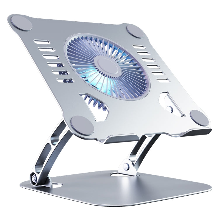 R-JUST HZ22 Dual-purpose Desktop Fan Aluminum Alloy Laptop  Bracket with Light(Silver) - HoMEdemic™ 