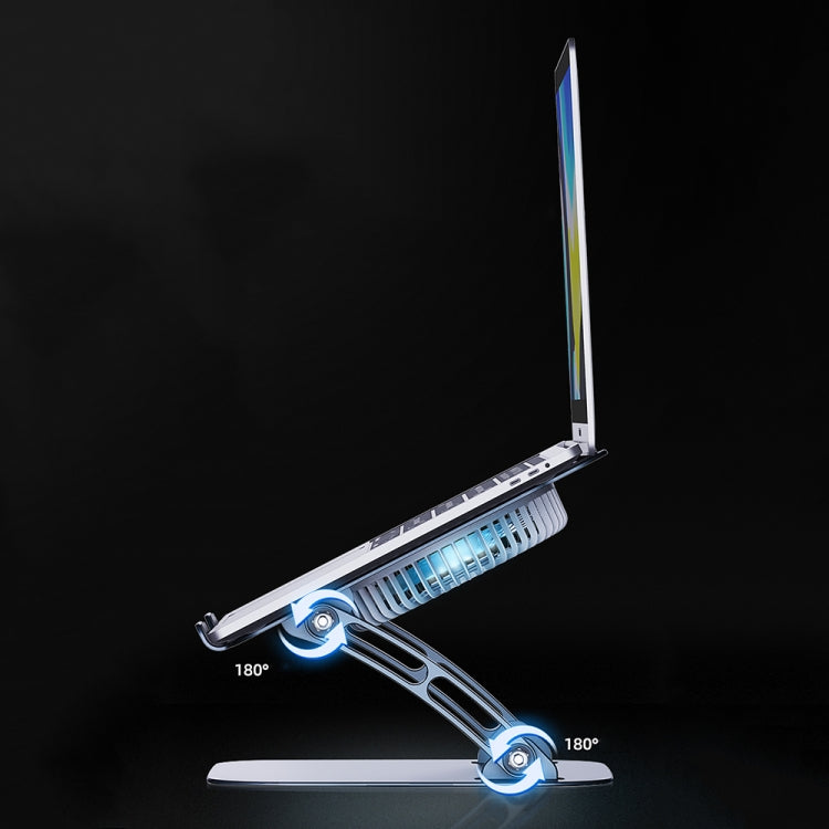 R-JUST HZ22 Dual-purpose Desktop Fan Aluminum Alloy Laptop  Bracket with Light(Tarnish) - HoMEdemic™ 