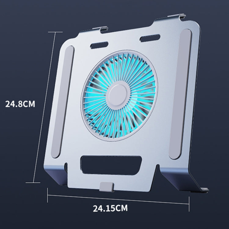 R-JUST HZ25 3.5W Aluminum Alloy Large Turbo Desktop Fan Cooling Laptop Stand(Silver) - HoMEdemic™ 