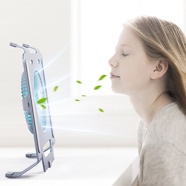 R-JUST HZ25 3.5W Aluminum Alloy Large Turbo Desktop Fan Cooling Laptop Stand(Silver) - HoMEdemic™ 