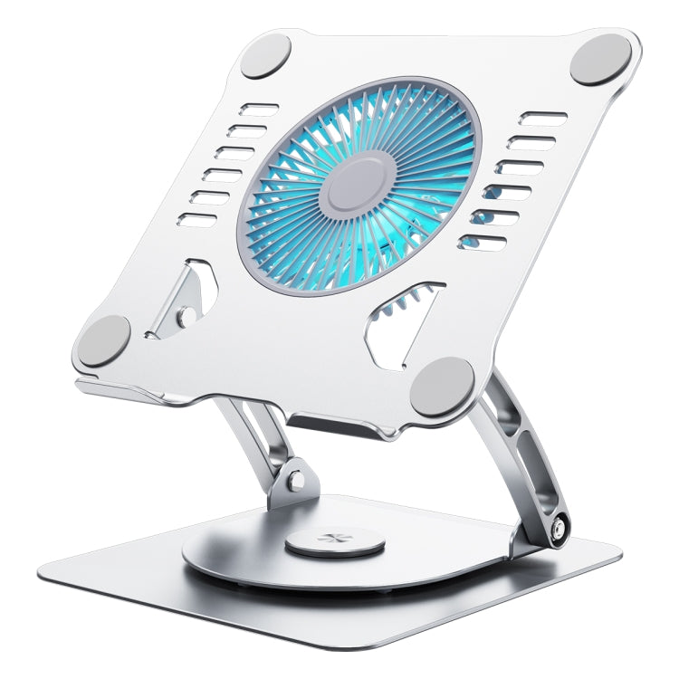 R- JUST HZ22-1 Rotating Dual-purpose Desktop Fan Aluminum Alloy Laptop Stand (Silver) - HoMEdemic™ 