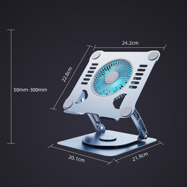 R- JUST HZ22-1 Rotating Dual-purpose Desktop Fan Aluminum Alloy Laptop Stand (Grey) - HoMEdemic™ 