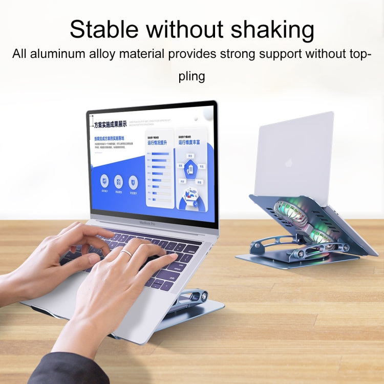 R- JUST HZ22-1 Rotating Dual-purpose Desktop Fan Aluminum Alloy Laptop Stand (Grey) - HoMEdemic™ 