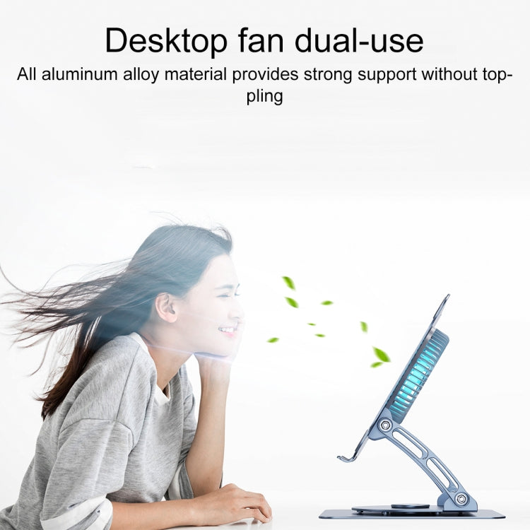 R- JUST HZ22-1 Rotating Dual-purpose Desktop Fan Aluminum Alloy Laptop Stand (Grey) - HoMEdemic™ 