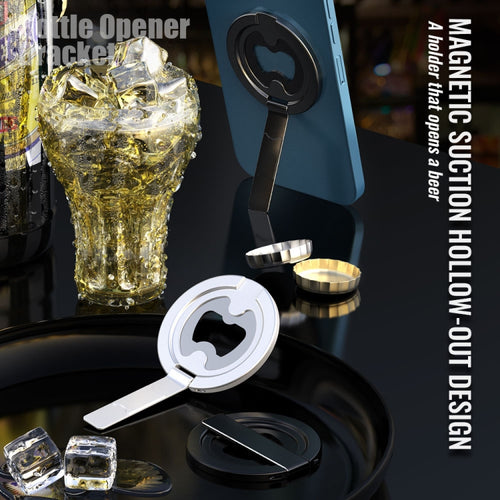 R-JUST SJ20-2 Zinc Alloy Magnetic Bottle Opener Cellphone Holder Without No Trace Sticker (Silver) - HoMEdemic™ 