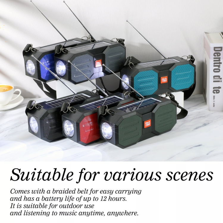 T&G TG634 Outdoor Solar Power Bluetooth Wireless Speaker with FM / Flashlight / TF Card Slot (Black Blue) - HoMEdemic™ 