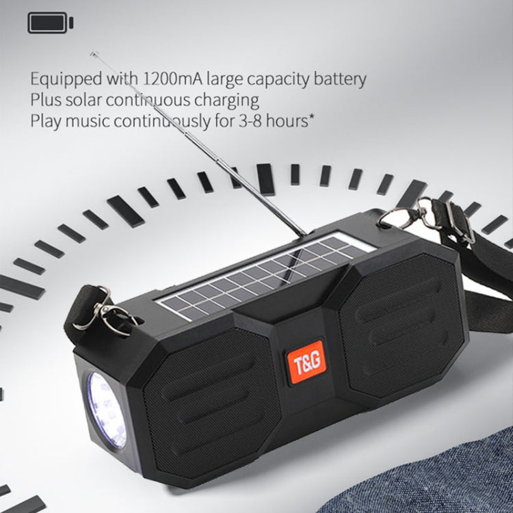 T&G TG634 Outdoor Solar Power Bluetooth Wireless Speaker with FM / Flashlight / TF Card Slot (Black Blue) - HoMEdemic™ 