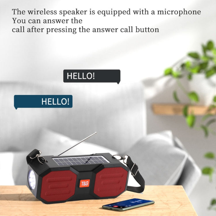 T&G TG634 Outdoor Solar Power Bluetooth Wireless Speaker with FM / Flashlight / TF Card Slot (Black Blue) - HoMEdemic™ 