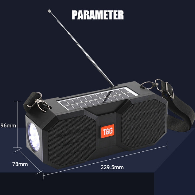 T&G TG634 Outdoor Solar Power Bluetooth Wireless Speaker with FM / Flashlight / TF Card Slot (Black Blue) - HoMEdemic™ 