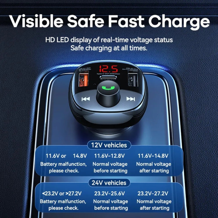 REMAX RCC331 Rodi Series 3 in 1 Car 64.5W PD Fast Charger Support FM / TF Card / Bluetooth Hands-free Calling - HoMEdemic™ 