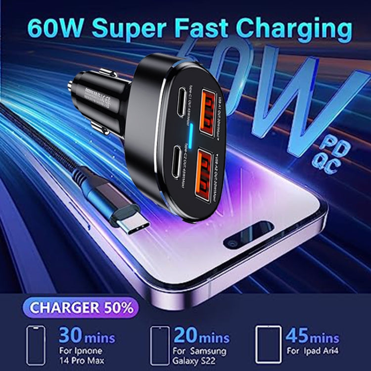 REMAX RCC329 DUKE Series 4 in 1 Car 75W PD Fast Charger with Indicator Light - HoMEdemic™ 