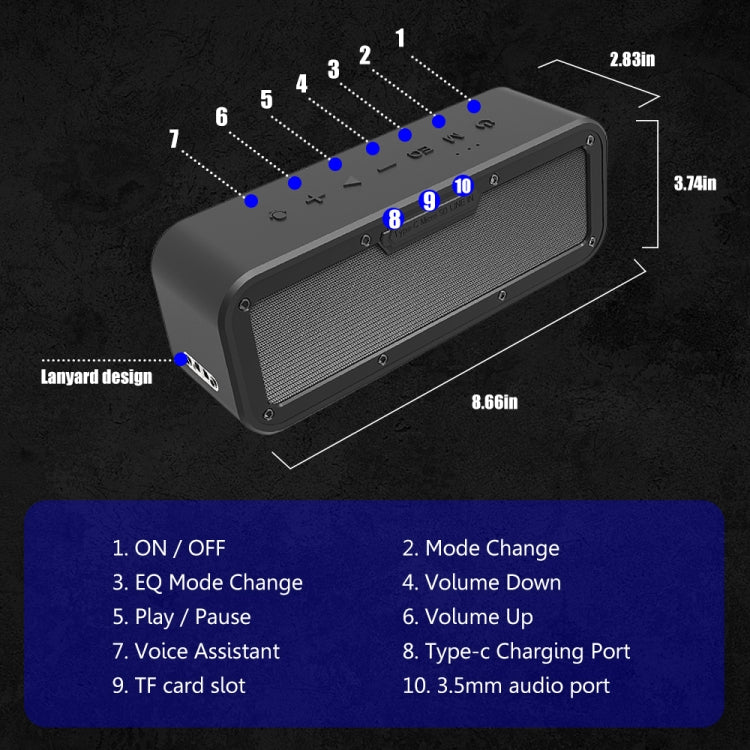 XDOBO Wake 1983 IPX7 Waterproof Portable Outdoor Wireless Bluetooth Speaker (Black) - HoMEdemic™ 