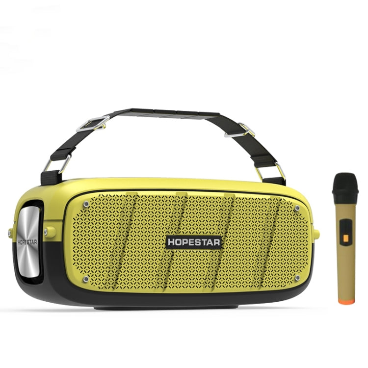 HOPESTAR A20 Pro TWS Portable Outdoor Waterproof Subwoofer Bluetooth Speaker with Microphone, Support Power Bank & Hands-free Call & U Disk & TF Card & 3.5mm AUX (Yellow) - HoMEdemic™ 