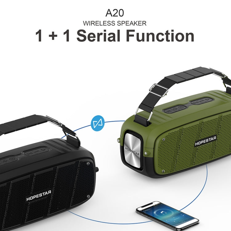 HOPESTAR A20 Pro TWS Portable Outdoor Waterproof Subwoofer Bluetooth Speaker with Microphone, Support Power Bank & Hands-free Call & U Disk & TF Card & 3.5mm AUX (Green) - HoMEdemic™ 