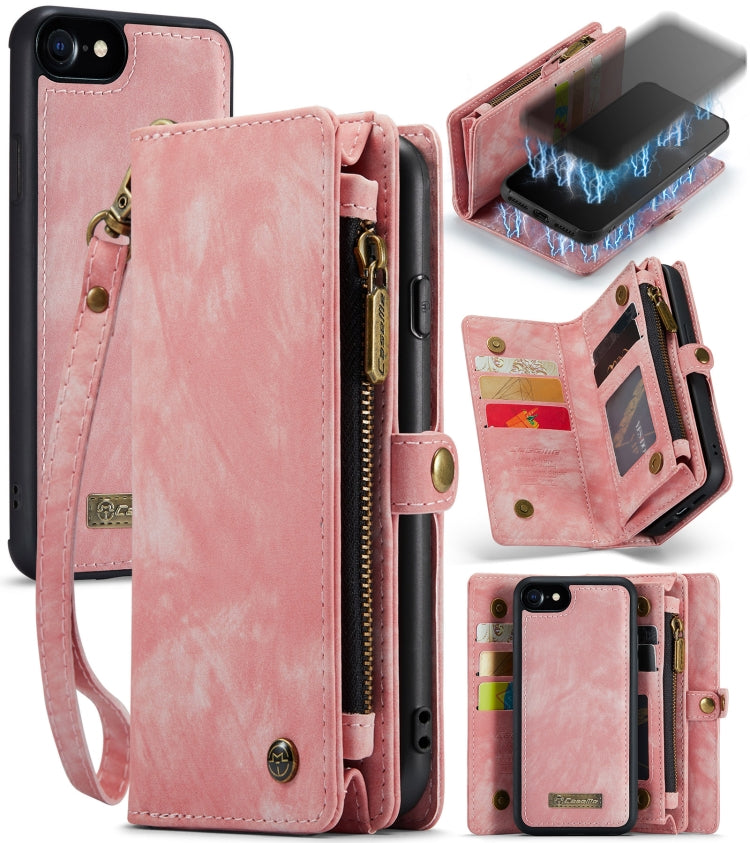 CaseMe for  iPhone 8 & 7  Multifunctional Leather Billfold with Detachable Magnetic PC Back Protective Case & Holder & 10 Card Slots & 3 Cash Slots & 1 Zipper Wallet & 2 Photo Frames & 3 Magnetic Clasps(Pink) - HoMEdemic™ 