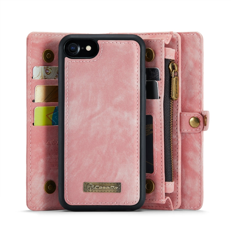 CaseMe for  iPhone 8 & 7  Multifunctional Leather Billfold with Detachable Magnetic PC Back Protective Case & Holder & 10 Card Slots & 3 Cash Slots & 1 Zipper Wallet & 2 Photo Frames & 3 Magnetic Clasps(Pink) - HoMEdemic™ 