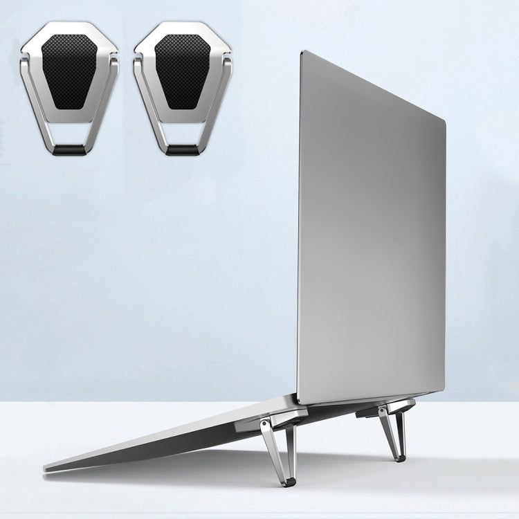2 PCS R-JUST BJ01 Universal Stickable Shield Shape Laptop Foldable Stand(Silver) - HoMEdemic™ 