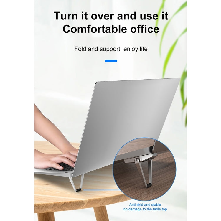 2 PCS R-JUST BJ01 Universal Stickable Shield Shape Laptop Foldable Stand(Silver) - HoMEdemic™ 