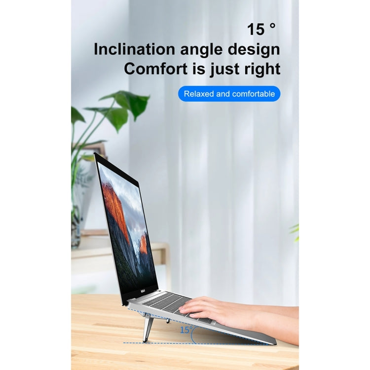 2 PCS R-JUST BJ01 Universal Stickable Shield Shape Laptop Foldable Stand(Silver) - HoMEdemic™ 