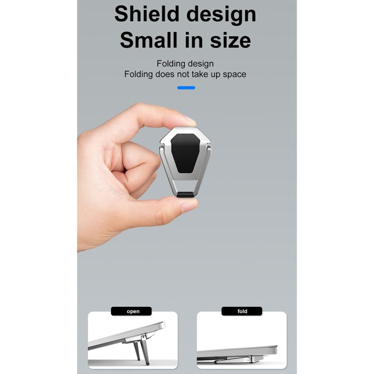 2 PCS R-JUST BJ01 Universal Stickable Shield Shape Laptop Foldable Stand(Silver) - HoMEdemic™ 