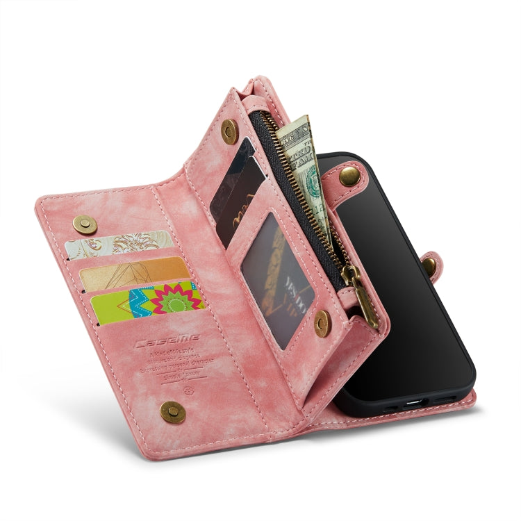 CaseMe for iPhone 8 Plus & 7 Plus   Multifunctional Leather Billfold with Detachable Magnetic PC Back Protective Case & Holder & 11 Card Slots & 3 Cash Slots & 1 Zipper Wallet & 2 Photo Frames & 3 Magnetic Clasps (Pink) - HoMEdemic™ 
