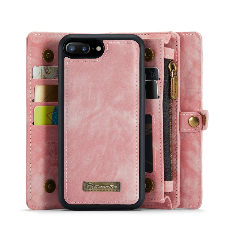CaseMe for iPhone 8 Plus & 7 Plus   Multifunctional Leather Billfold with Detachable Magnetic PC Back Protective Case & Holder & 11 Card Slots & 3 Cash Slots & 1 Zipper Wallet & 2 Photo Frames & 3 Magnetic Clasps (Pink) - HoMEdemic™ 