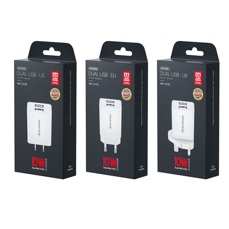 WK WP-U119 10W Dual USB Ports Travel Charger Power Adapter, US Plug - HoMEdemic™ 