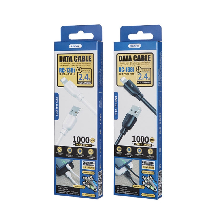 REMAX RC-138i 2.4A USB to 8 Pin Suji Pro Fast Charging Data Cable, Cable Length: 1m (White) - HoMEdemic™ 
