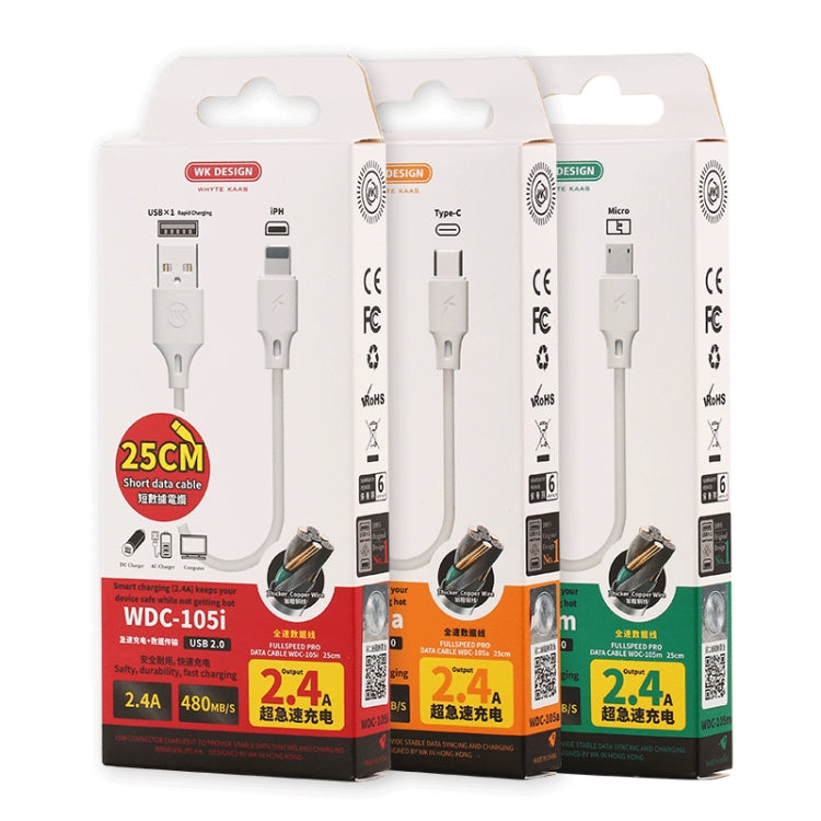 WK WDC-105i 2.4A 8 Pin Full Speed Pro Charging Data Cable, Length: 25cm(Black) - HoMEdemic™ 