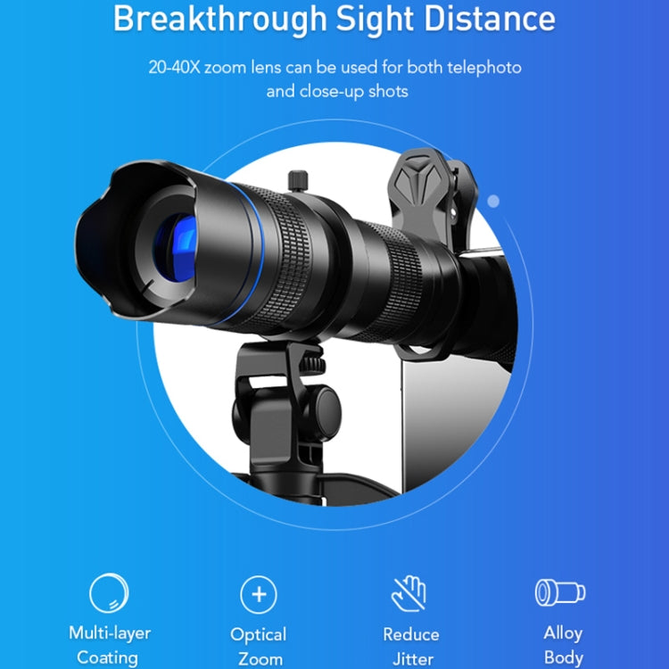 APEXEL APL-20-40XJJ04 20-40X HD External Dual-adjustment Zoom Telescope Universal Telephoto Phone Lens - HoMEdemic™ 