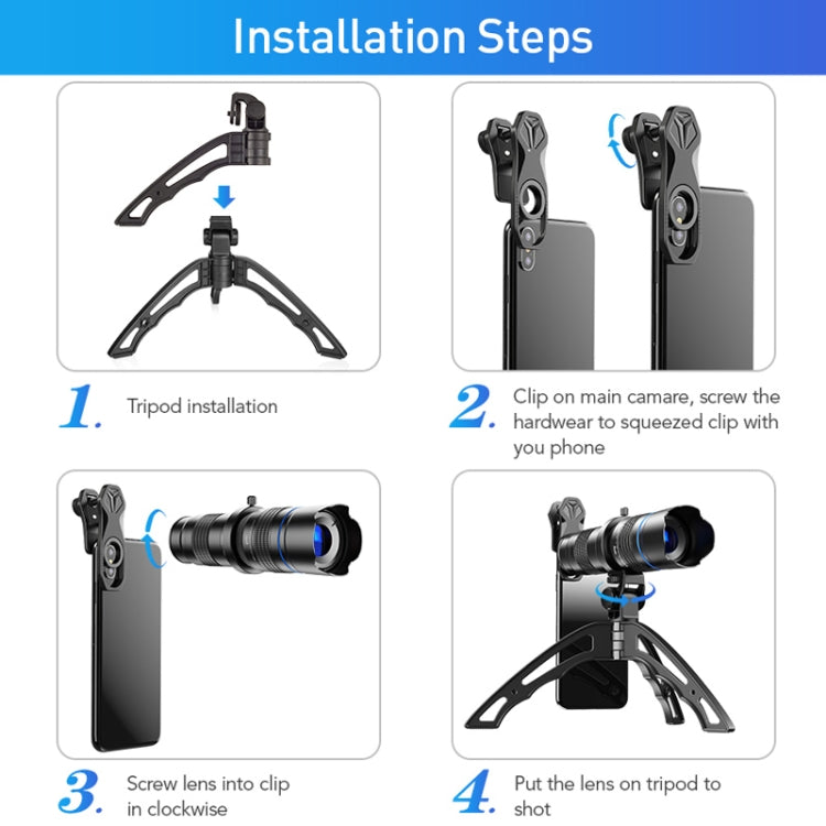 APEXEL APL-20-40XJJ04 20-40X HD External Dual-adjustment Zoom Telescope Universal Telephoto Phone Lens - HoMEdemic™ 