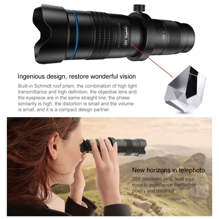 APEXEL APL-JS28X 28X HD External Dual-adjustment Zoom Telescope Universal Telephoto Phone Lens - HoMEdemic™ 