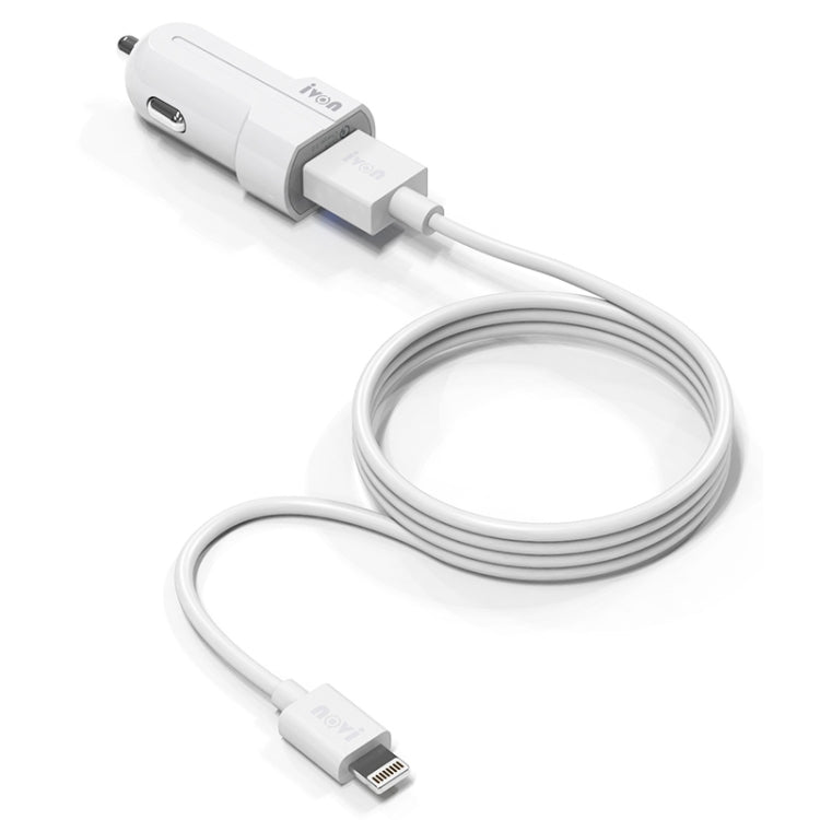 IVON CC13 QC 3.0 Fast Charging Car Charger Set with 8 Pin Charging Cable (White) - HoMEdemic™ 