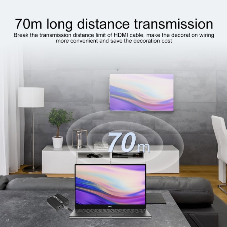 Measy ET100 HDMI Extender Transmitter + Receiver Converter Ethernet Cable, Transmission Distance: 70m (EU Plug) - HoMEdemic™ 