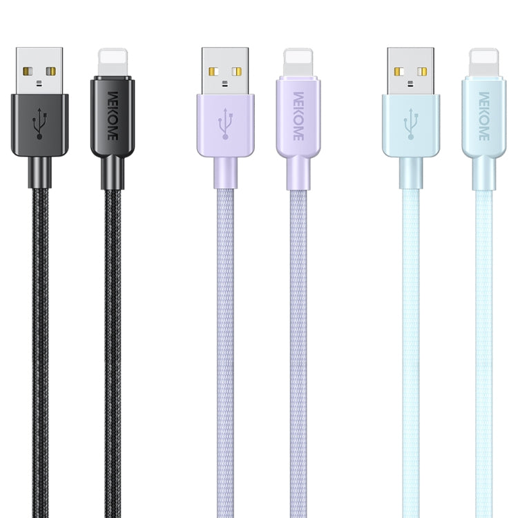 WEKOME WDC-03 Tidal Energy Series 2.4A USB to 8 Pin Braided Data Cable, Length: 1m (Black) - HoMEdemic™ 