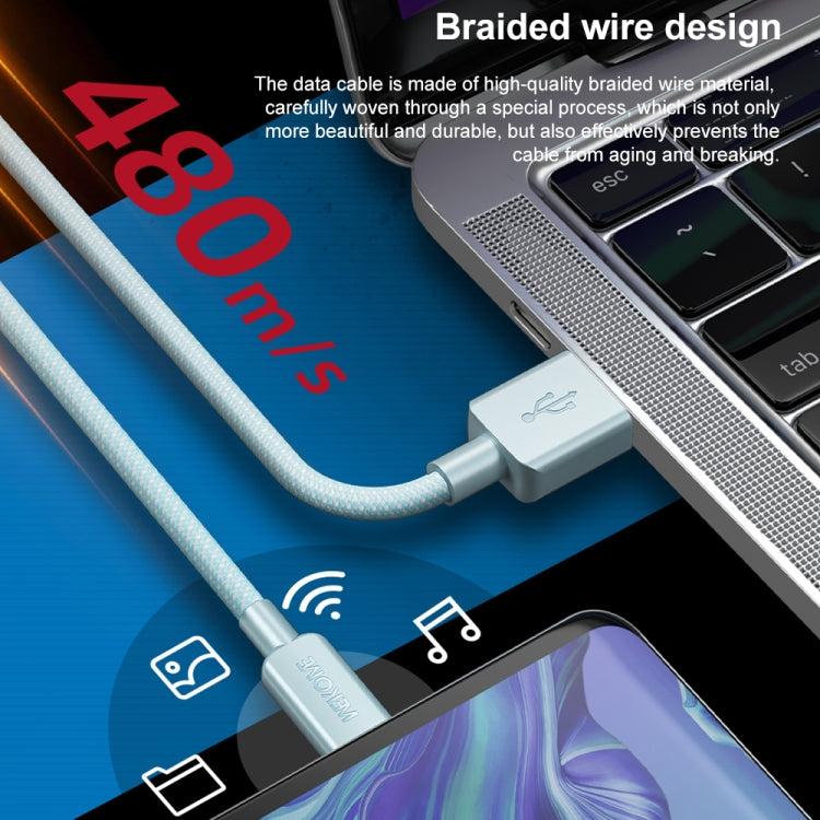 WEKOME WDC-03 Tidal Energy Series 2.4A USB to 8 Pin Braided Data Cable, Length: 1m (Black) - HoMEdemic™ 