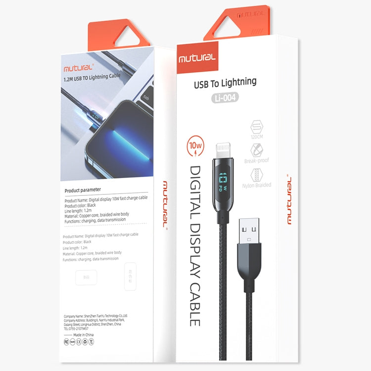Mutural Li-CC004 1.2m 10W Digital Display USB to 8 Pin Charging Data Cable - HoMEdemic™ 