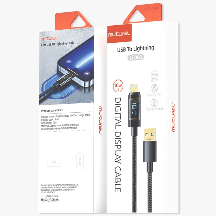 Mutural Li-CC008 1.2m 10W Transparent Digital Display USB to 8 Pin Charging Data Cable - HoMEdemic™ 