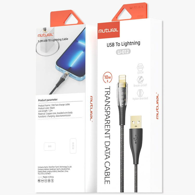 Mutural Li-CC012 1.2m 10W Transparent USB to 8 Pin Charging Data Cable - HoMEdemic™ 