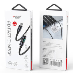 Yesido CA157 PD27W USB-C / Type-C to 8 Pin Digital Display Charging Data Cable, Cable Length: 1.2m (Black) - HoMEdemic™ 