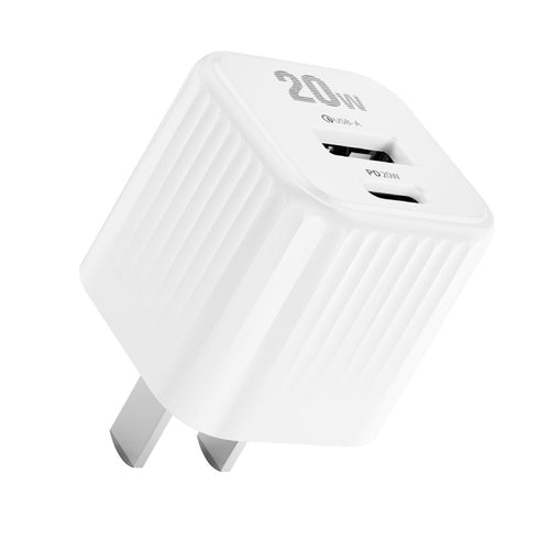 WK WP-U129 Color Sugar 20W USB+USB-C/Type-C Fast Charge Charger, CN Plug(White) - HoMEdemic™ 