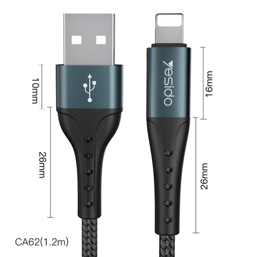 Yesido CA62 2.4A USB to 8 Pin Charging Cable, Length: 1.2m - HoMEdemic™ 