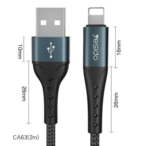 Yesido CA63 2.4A USB to 8 Pin Charging Cable, Length: 2m - HoMEdemic™ 