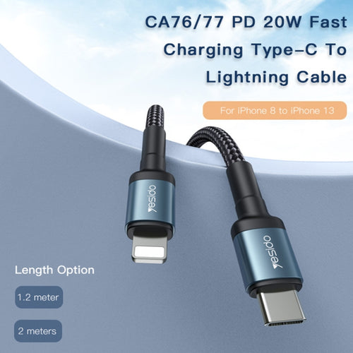 Yesido CA76 20W USB-C / Type-C to 8 Pin Charging Cable, Length: 1.2m - HoMEdemic™ 